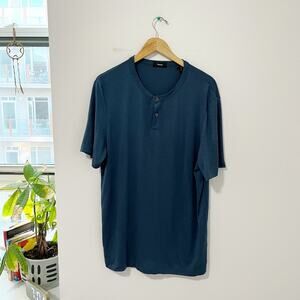 Theory Men's Short Sleeve Henley Tee in Deep Navy